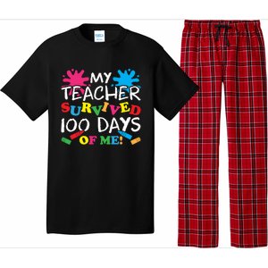 My Teacher Survived 100 Days Of Me Happy 100th Day School Gift Pajama Set