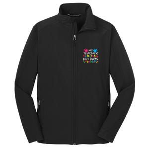 My Teacher Survived 100 Days Of Me Happy 100th Day School Gift Core Soft Shell Jacket