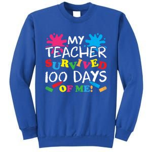 My Teacher Survived 100 Days Of Me Happy 100th Day School Gift Sweatshirt