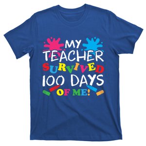 My Teacher Survived 100 Days Of Me Happy 100th Day School Gift T-Shirt