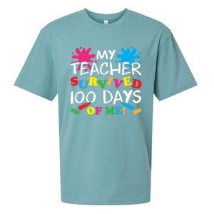 My Teacher Survived 100 Days Of Me Happy 100th Day School Gift Sueded Cloud Jersey T-Shirt