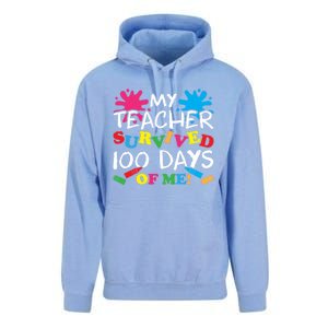 My Teacher Survived 100 Days Of Me Happy 100th Day School Gift Unisex Surf Hoodie