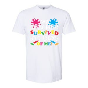 My Teacher Survived 100 Days Of Me Happy 100th Day School Gift Softstyle CVC T-Shirt