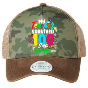 My Teacher Survived 100 Days Of Me School Gift Legacy Tie Dye Trucker Hat