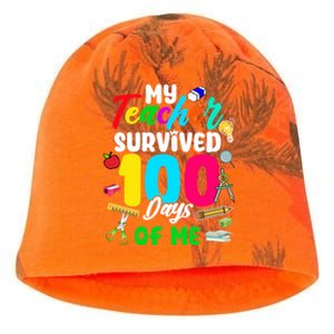 My Teacher Survived 100 Days Of Me School Gift Kati - Camo Knit Beanie