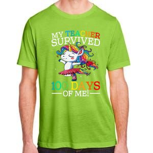 My Teacher Survived 100 Days Of Me Unicorn Gift Adult ChromaSoft Performance T-Shirt