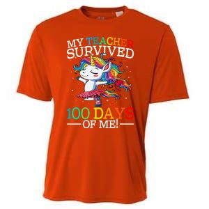 My Teacher Survived 100 Days Of Me Unicorn Gift Cooling Performance Crew T-Shirt