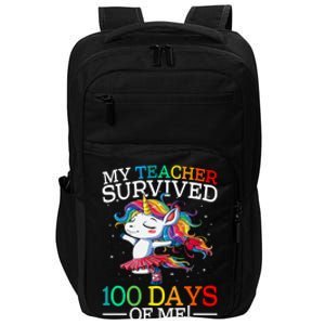 My Teacher Survived 100 Days Of Me Unicorn Gift Impact Tech Backpack