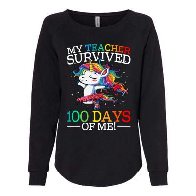 My Teacher Survived 100 Days Of Me Unicorn Gift Womens California Wash Sweatshirt