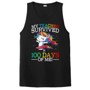 My Teacher Survived 100 Days Of Me Unicorn Gift PosiCharge Competitor Tank