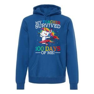 My Teacher Survived 100 Days Of Me Unicorn Gift Premium Hoodie