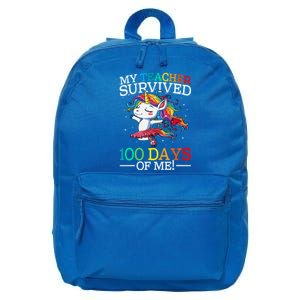 My Teacher Survived 100 Days Of Me Unicorn Gift 16 in Basic Backpack