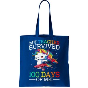 My Teacher Survived 100 Days Of Me Unicorn Gift Tote Bag