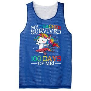 My Teacher Survived 100 Days Of Me Unicorn Gift Mesh Reversible Basketball Jersey Tank