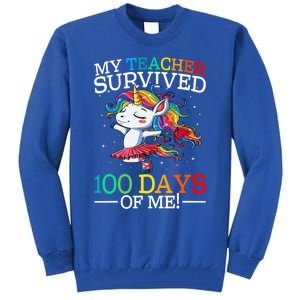 My Teacher Survived 100 Days Of Me Unicorn Gift Tall Sweatshirt