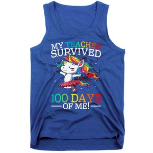 My Teacher Survived 100 Days Of Me Unicorn Gift Tank Top