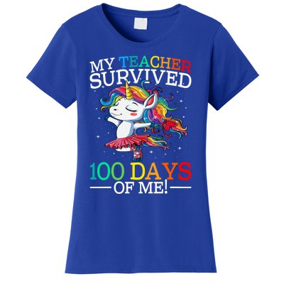 My Teacher Survived 100 Days Of Me Unicorn Gift Women's T-Shirt