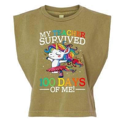 My Teacher Survived 100 Days Of Me Unicorn Gift Garment-Dyed Women's Muscle Tee