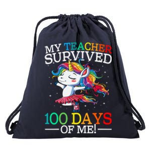 My Teacher Survived 100 Days Of Me Unicorn Gift Drawstring Bag