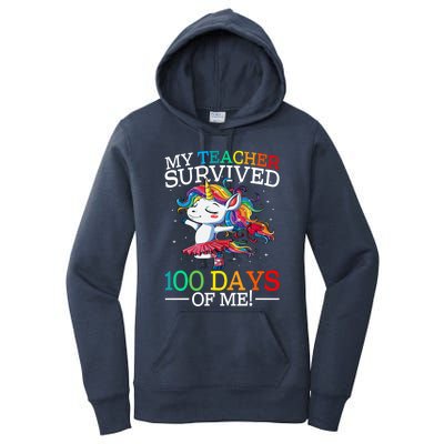 My Teacher Survived 100 Days Of Me Unicorn Gift Women's Pullover Hoodie