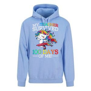 My Teacher Survived 100 Days Of Me Unicorn Gift Unisex Surf Hoodie