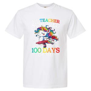 My Teacher Survived 100 Days Of Me Unicorn Gift Garment-Dyed Heavyweight T-Shirt