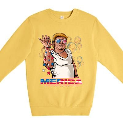 Merica Trump Salt Meme Bae Patriotic 4th Of July Funny Trump Funny Gift Premium Crewneck Sweatshirt