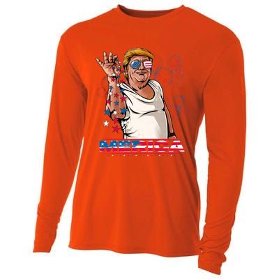 Merica Trump Salt Meme Bae Patriotic 4th Of July Funny Trump Funny Gift Cooling Performance Long Sleeve Crew