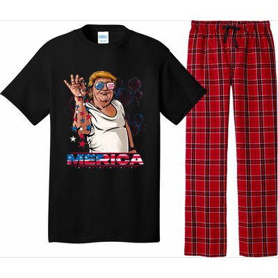 Merica Trump Salt Meme Bae Patriotic 4th Of July Funny Trump Funny Gift Pajama Set