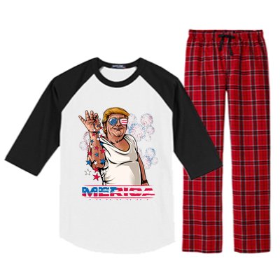 Merica Trump Salt Meme Bae Patriotic 4th Of July Funny Trump Funny Gift Raglan Sleeve Pajama Set