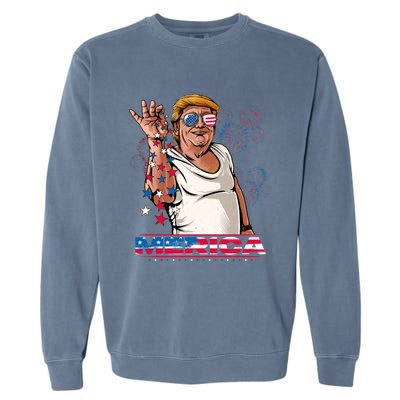 Merica Trump Salt Meme Bae Patriotic 4th Of July Funny Trump Funny Gift Garment-Dyed Sweatshirt