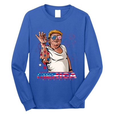 Merica Trump Salt Meme Bae Patriotic 4th Of July Funny Trump Funny Gift Long Sleeve Shirt