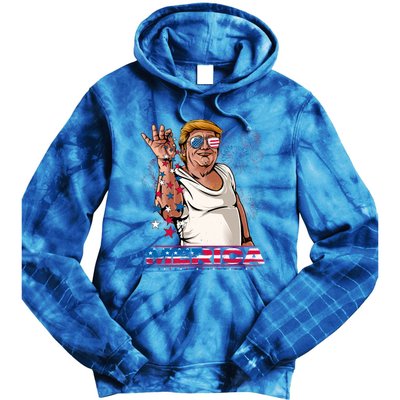 Merica Trump Salt Meme Bae Patriotic 4th Of July Funny Trump Funny Gift Tie Dye Hoodie