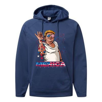 Merica Trump Salt Meme Bae Patriotic 4th Of July Funny Trump Funny Gift Performance Fleece Hoodie