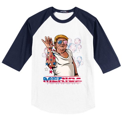 Merica Trump Salt Meme Bae Patriotic 4th Of July Funny Trump Funny Gift Baseball Sleeve Shirt