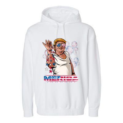 Merica Trump Salt Meme Bae Patriotic 4th Of July Funny Trump Funny Gift Garment-Dyed Fleece Hoodie