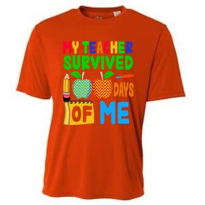 My Teacher Survived 100 Days Of Me Gift Teachers Students Gift Cooling Performance Crew T-Shirt