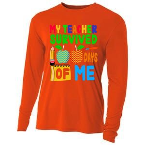 My Teacher Survived 100 Days Of Me Gift Teachers Students Gift Cooling Performance Long Sleeve Crew