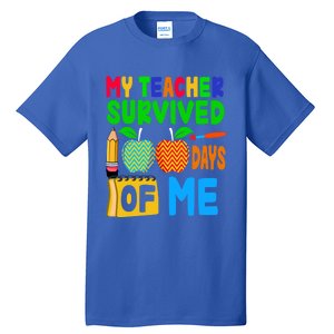 My Teacher Survived 100 Days Of Me Gift Teachers Students Gift Tall T-Shirt