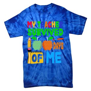 My Teacher Survived 100 Days Of Me Gift Teachers Students Gift Tie-Dye T-Shirt