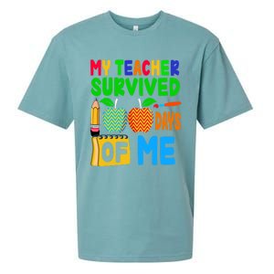 My Teacher Survived 100 Days Of Me Gift Teachers Students Gift Sueded Cloud Jersey T-Shirt