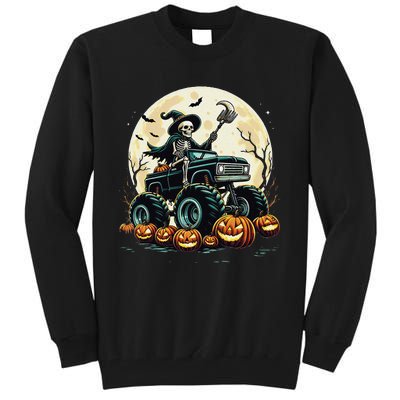 Monster Truck Skeleton Halloween Scary Skeleton Mummy Tall Sweatshirt