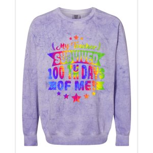 My Teacher Survived 100 Days Of Me! Happy 100 Days Tie Dye Meaningful Gift Colorblast Crewneck Sweatshirt