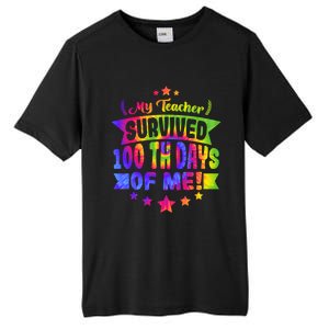 My Teacher Survived 100 Days Of Me! Happy 100 Days Tie Dye Meaningful Gift Tall Fusion ChromaSoft Performance T-Shirt