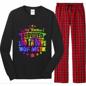 My Teacher Survived 100 Days Of Me! Happy 100 Days Tie Dye Meaningful Gift Long Sleeve Pajama Set