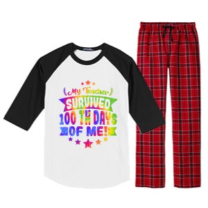 My Teacher Survived 100 Days Of Me! Happy 100 Days Tie Dye Meaningful Gift Raglan Sleeve Pajama Set