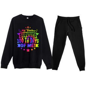 My Teacher Survived 100 Days Of Me! Happy 100 Days Tie Dye Meaningful Gift Premium Crewneck Sweatsuit Set