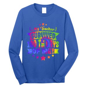 My Teacher Survived 100 Days Of Me! Happy 100 Days Tie Dye Meaningful Gift Long Sleeve Shirt