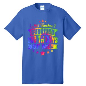 My Teacher Survived 100 Days Of Me! Happy 100 Days Tie Dye Meaningful Gift Tall T-Shirt