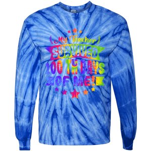 My Teacher Survived 100 Days Of Me! Happy 100 Days Tie Dye Meaningful Gift Tie-Dye Long Sleeve Shirt